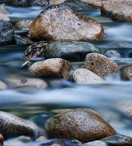 Smooth rocks in a flowing river