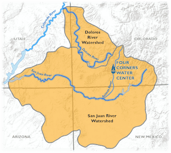 Map of the Dolores River Watershed and San Juan River watershed in the Four Corners region